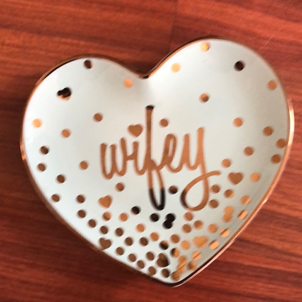 Wifey trinket jewelry heart tray holder